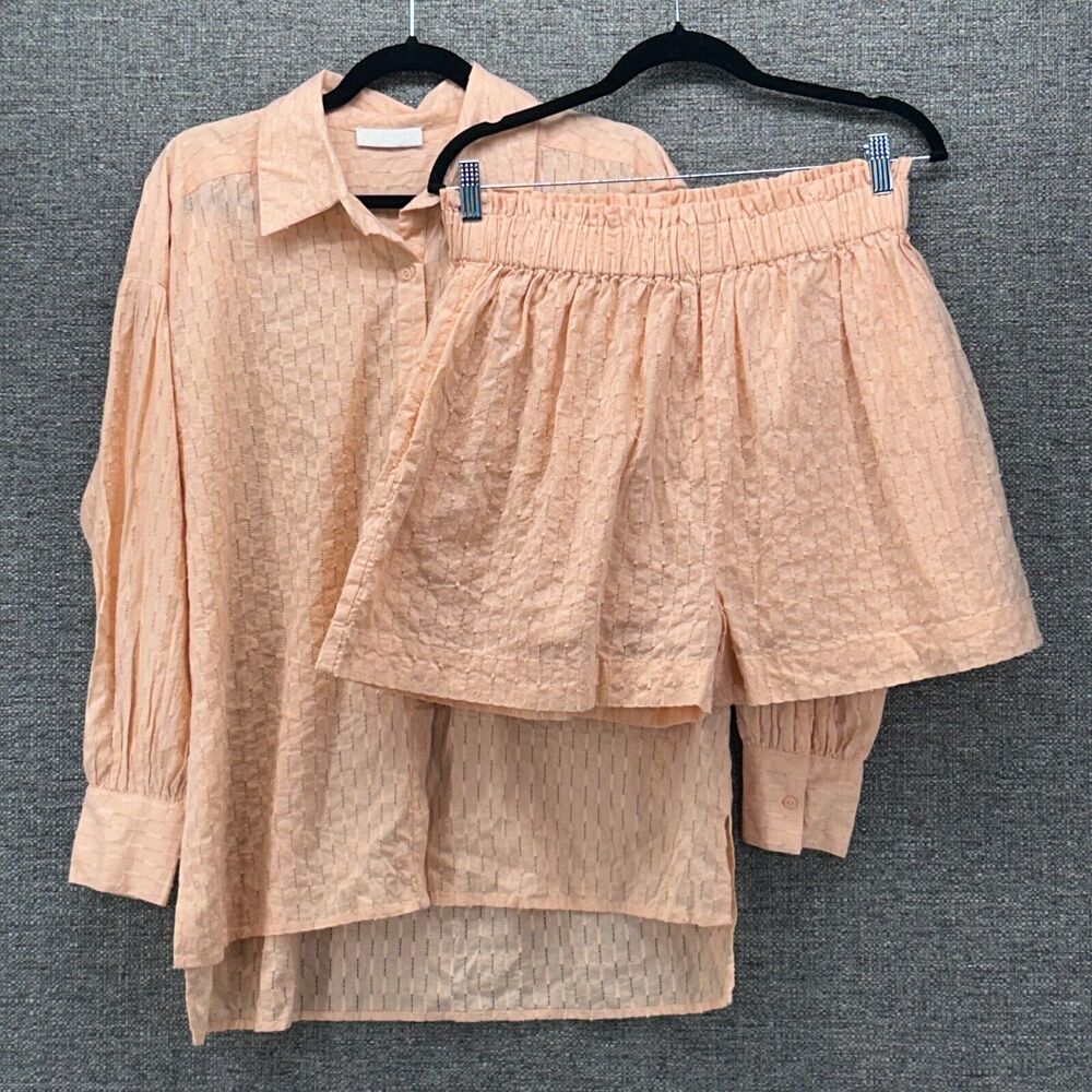 Peach High Waist Women Shorts set